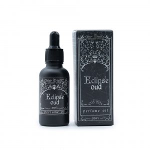 huile parfumée oud eclipse flacon noir parfum mystique boisé épicé rituel spirituel