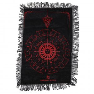 tissu divination pendule soleil mystique noir rouge cercle ésotérique autel spirituel