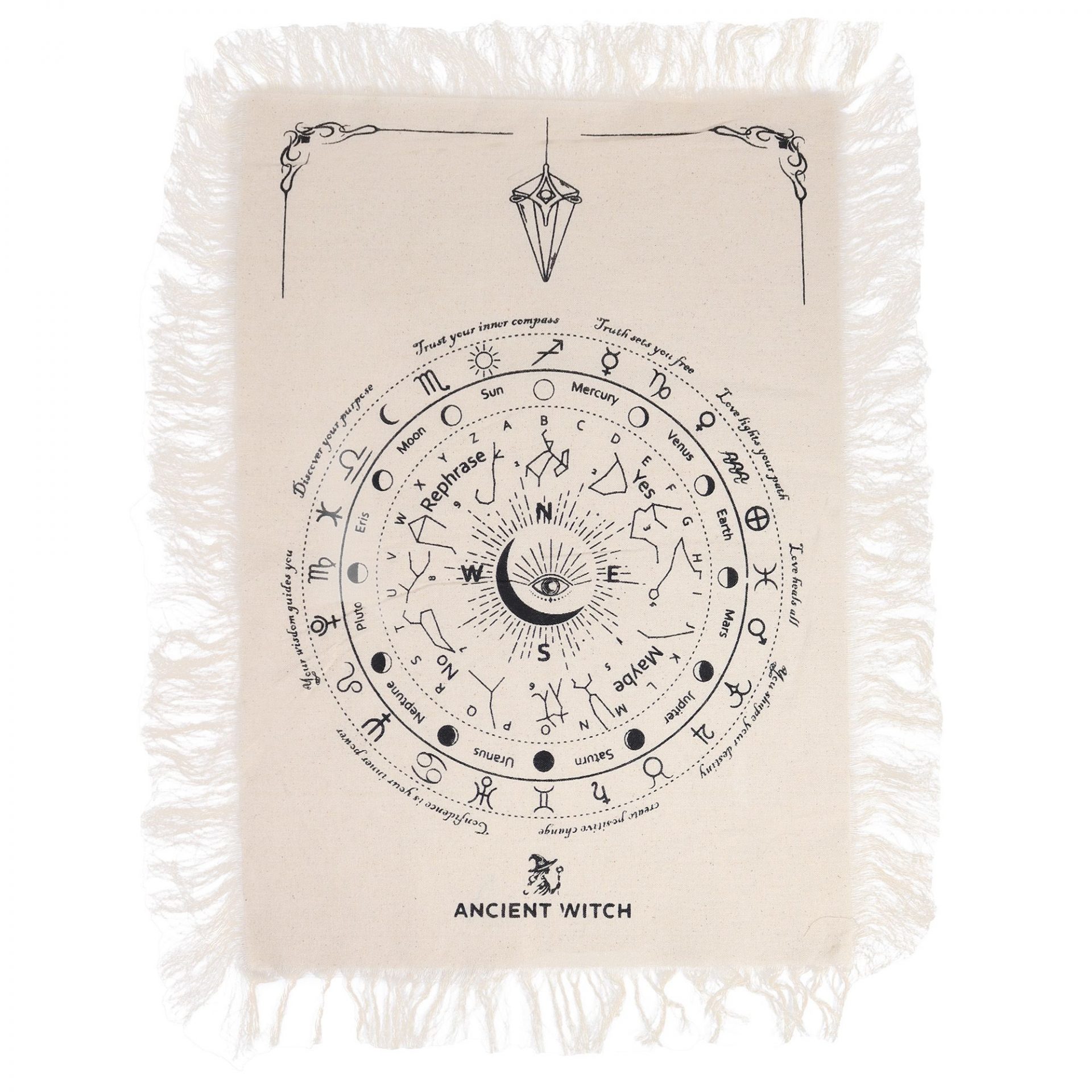 tissu divination pendule oeil mystique zodiaque coton naturel autel spirituel