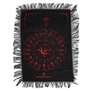 tissu divination pendule noir rouge oeil mystique cercle zodiacal autel spirituel