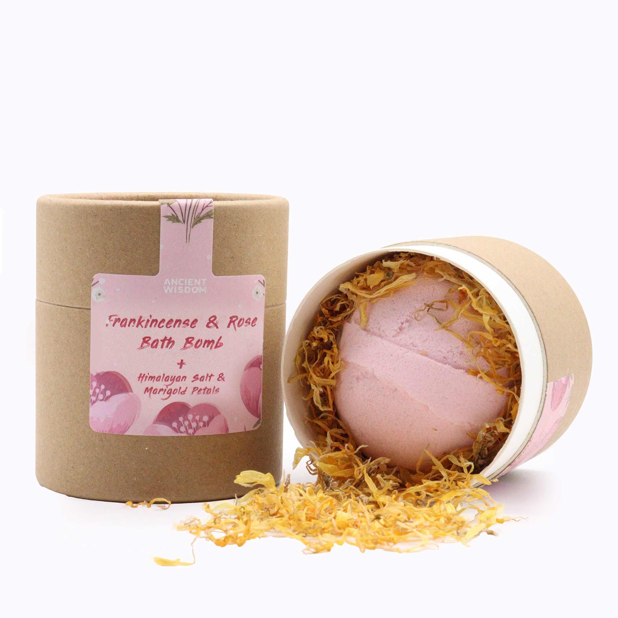 Bombe de Bain Blooming Pink Bliss — Encens, Rose Centifolia & Pétales de Souci