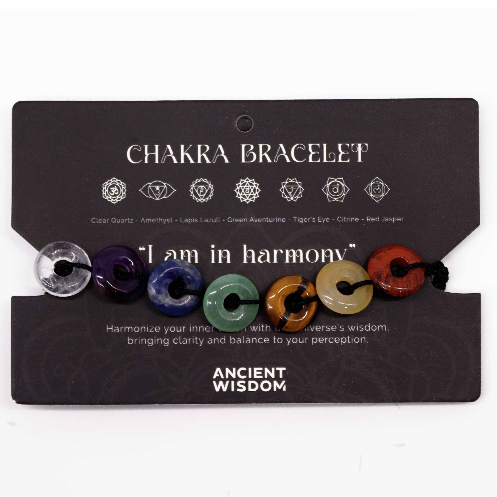 Bracelet 7 Chakras Mini Donuts en Pierres Naturelles – Cordon Réglable – Image 2
