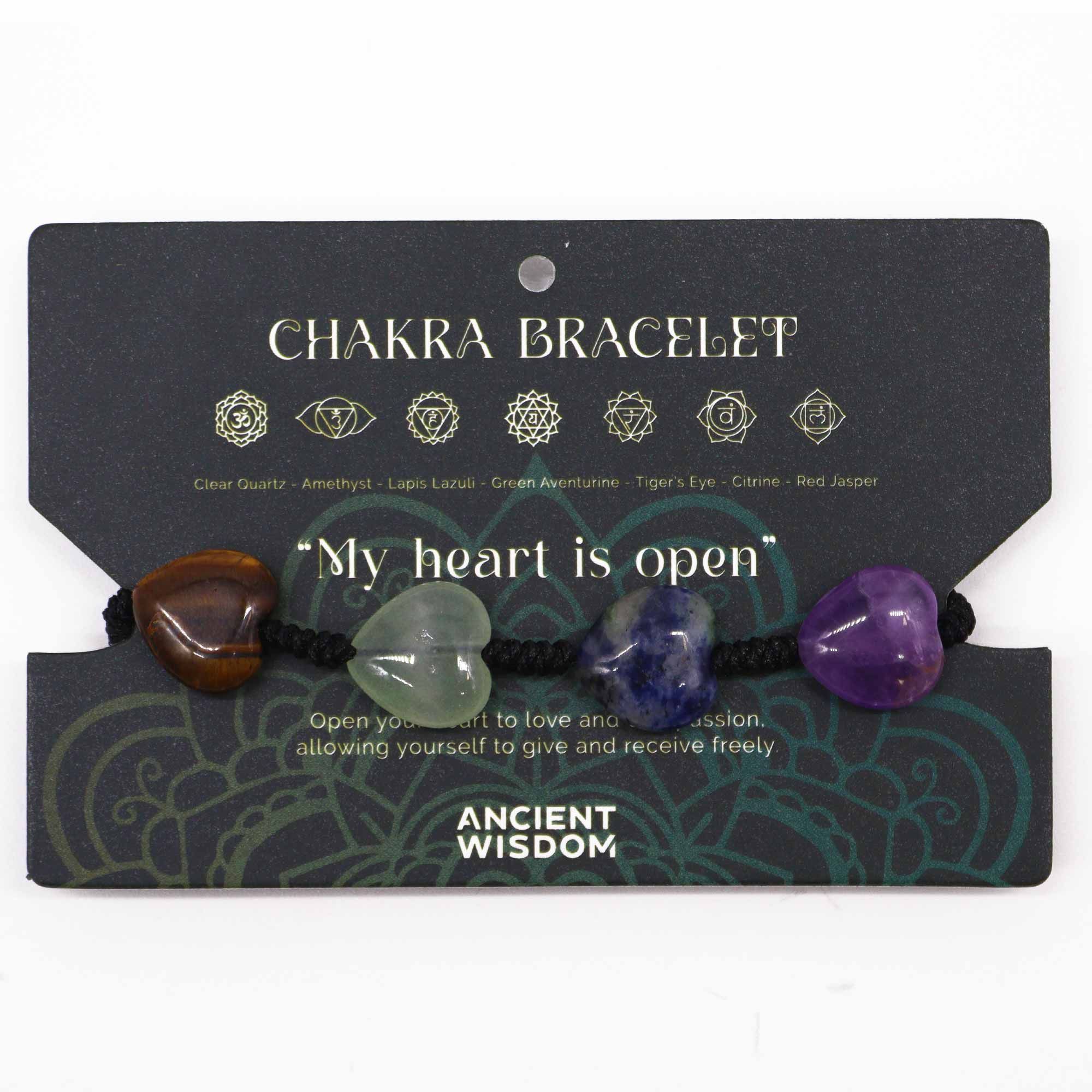 Bracelet 7 Chakras avec Cœurs en Pierres Naturelles – Bracelet Spirituel sur Cordon Réglable – Image 2