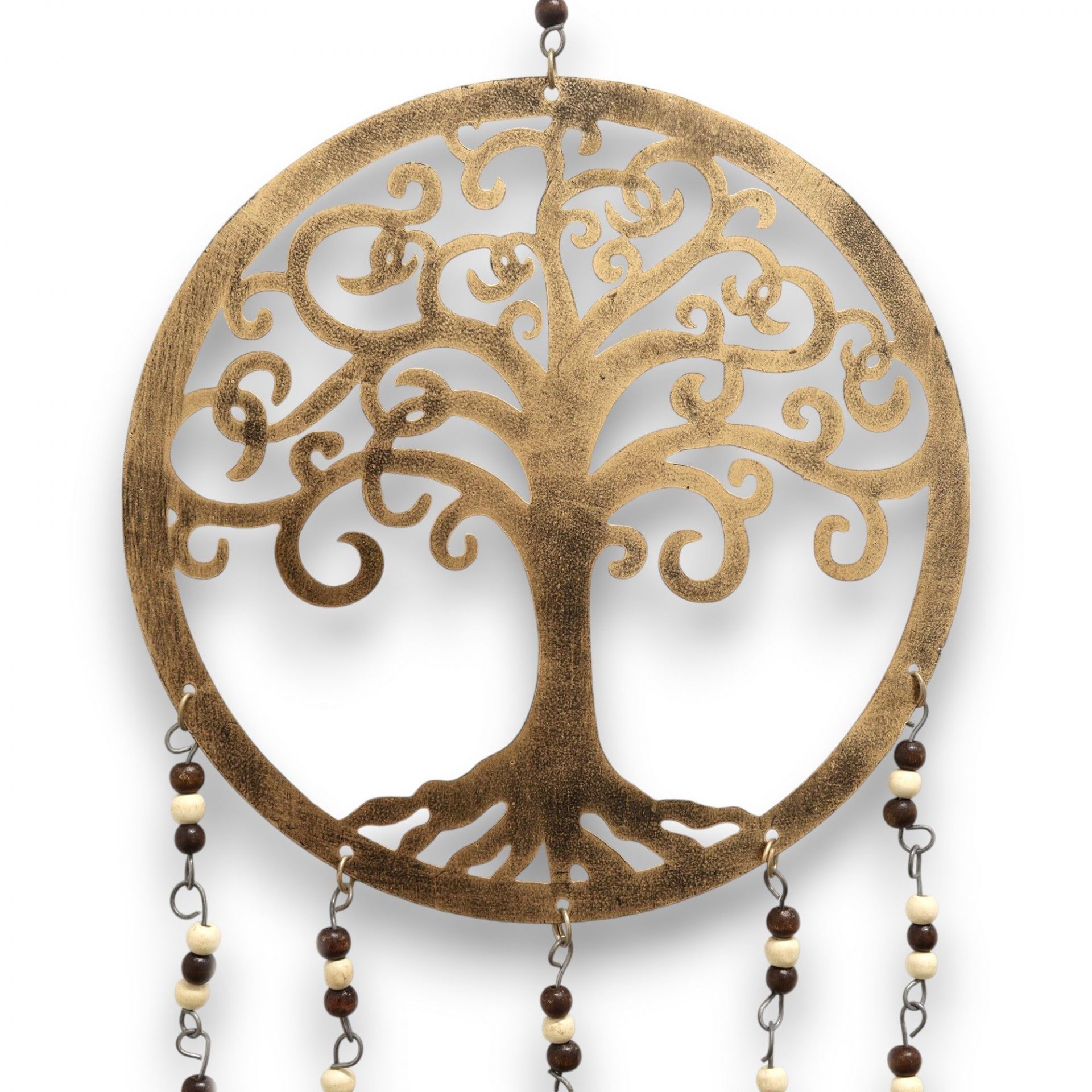 Grand Carillon Arbre de Vie en Laiton Filigrane — Perles & Grandes Cloches | 25 × 35 cm – Image 3
