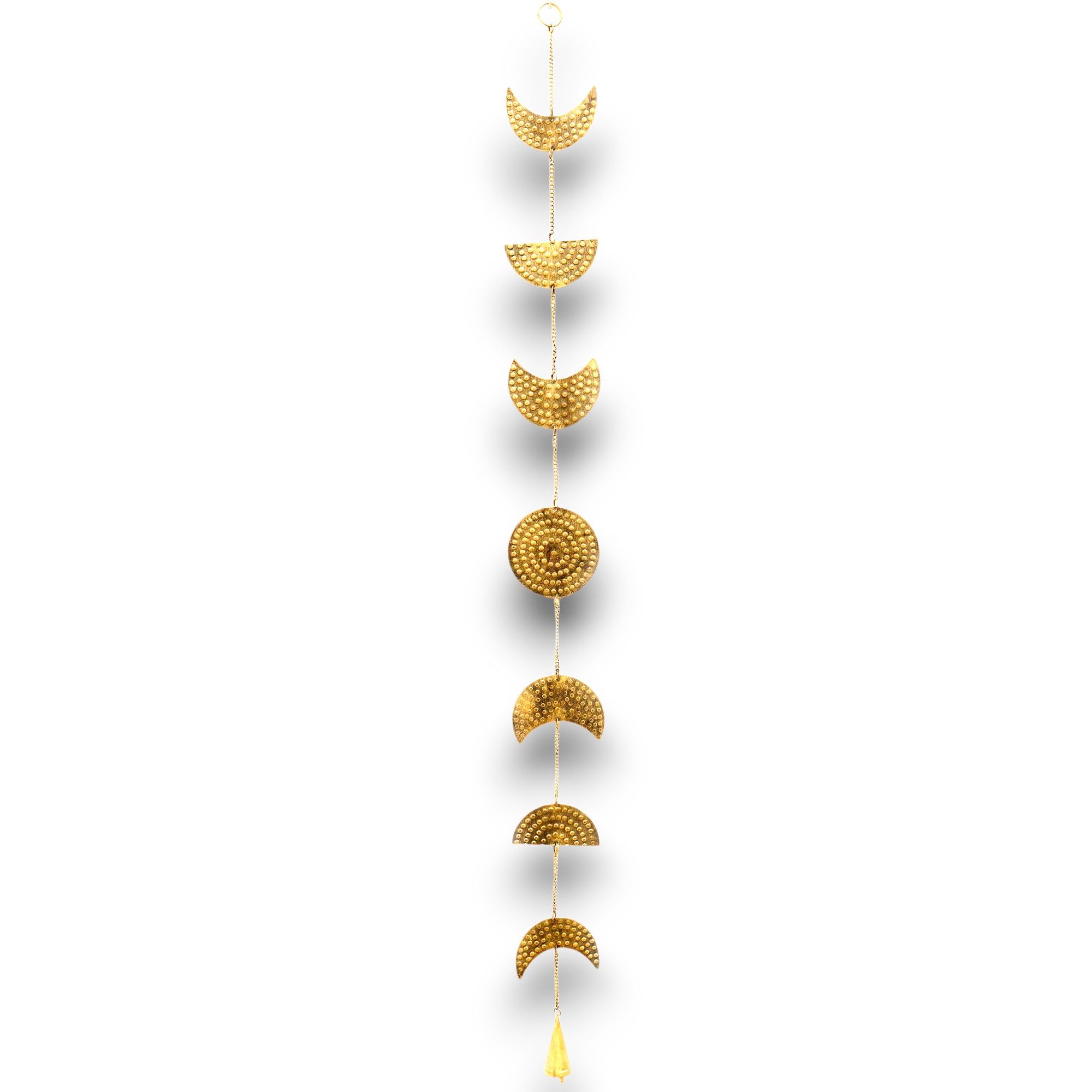 Carillon Lunaire Phases de la Lune en Laiton Doré — Clochette & Finition Texturée | 25 cm – Image 3