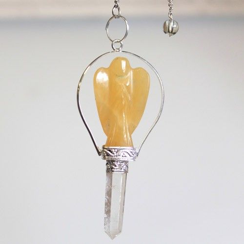 Pendule Ange en Quartz Jaune Naturel – Radiesthésie & Guidance Spirituelle – Image 2
