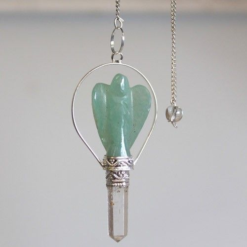 Pendule Ange en Aventurine Verte avec Anneau – Image 2