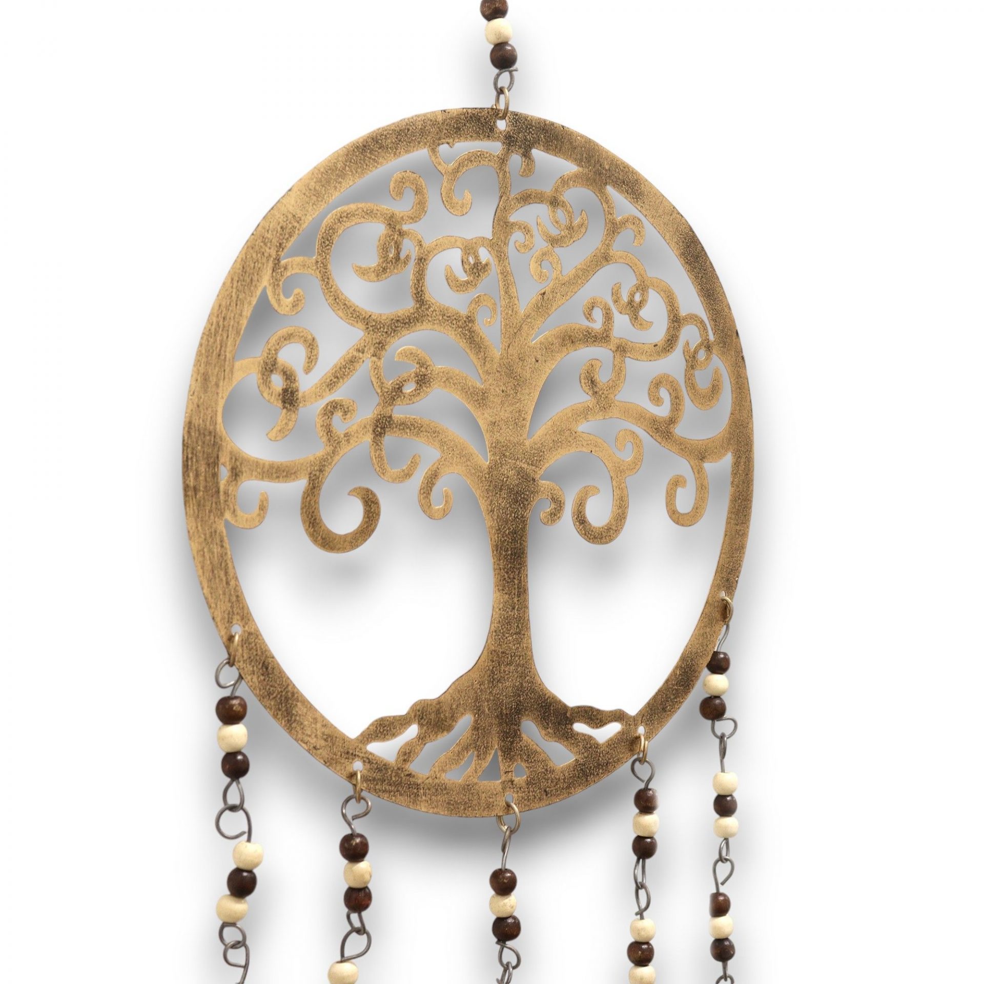 Grand Carillon Arbre de Vie en Laiton Filigrane — Perles & Grandes Cloches | 25 × 35 cm – Image 2