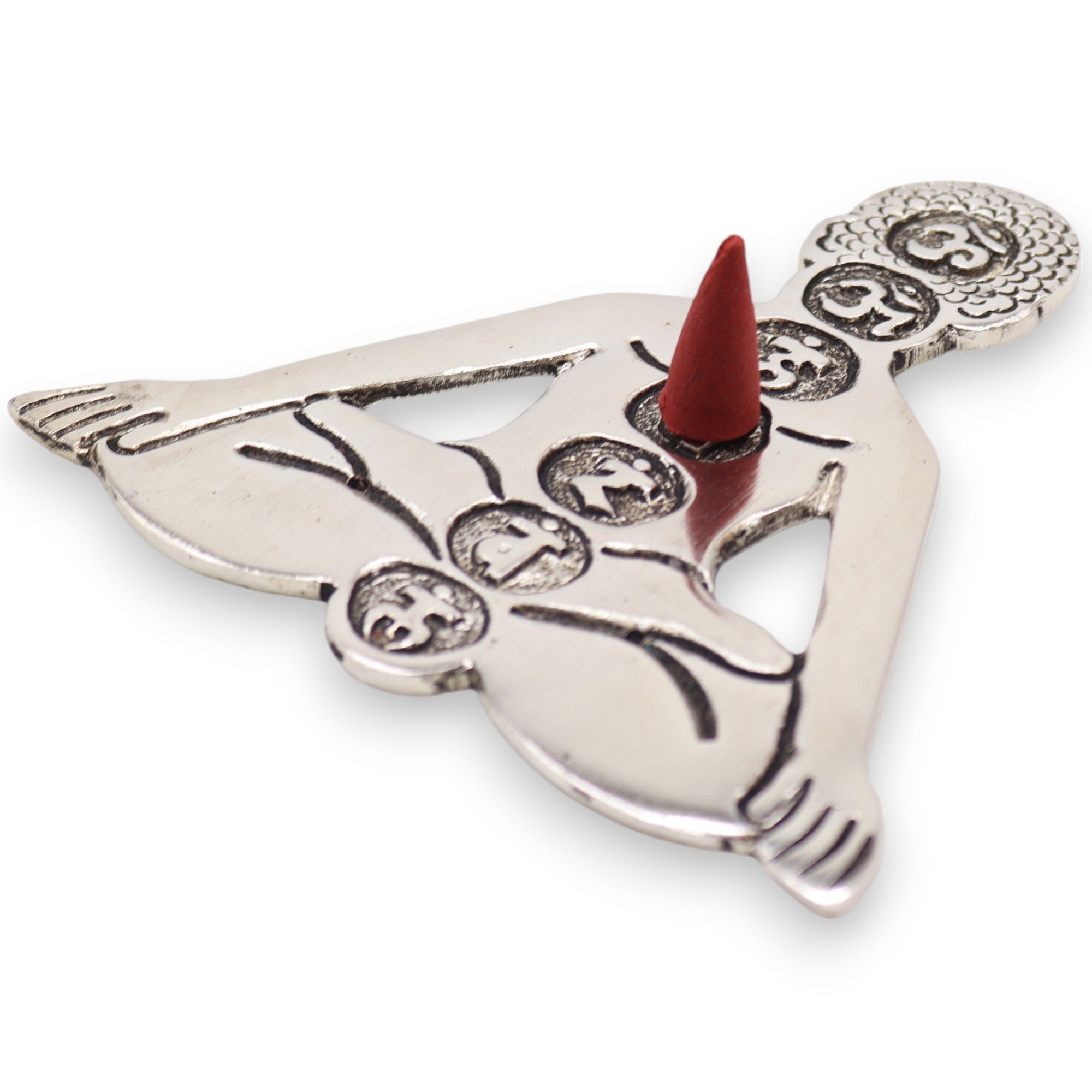 Porte-Encens Yoga Chakras en Aluminium Argenté 12 cm – Image 3