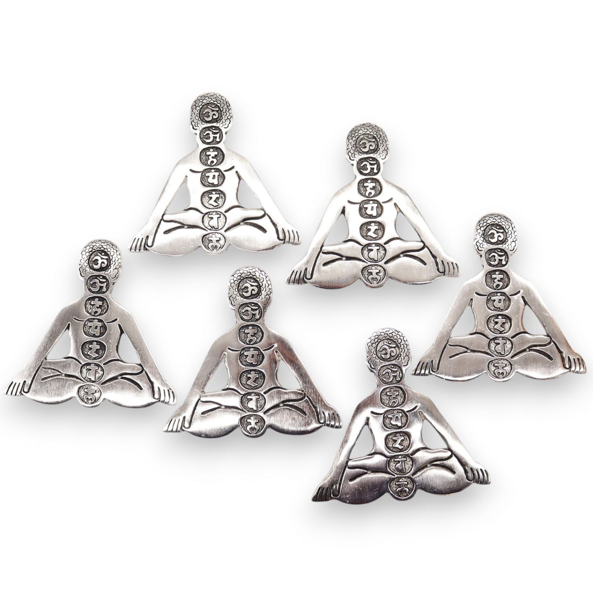 Porte-Encens Yoga Chakras en Aluminium Argenté 12 cm – Image 5
