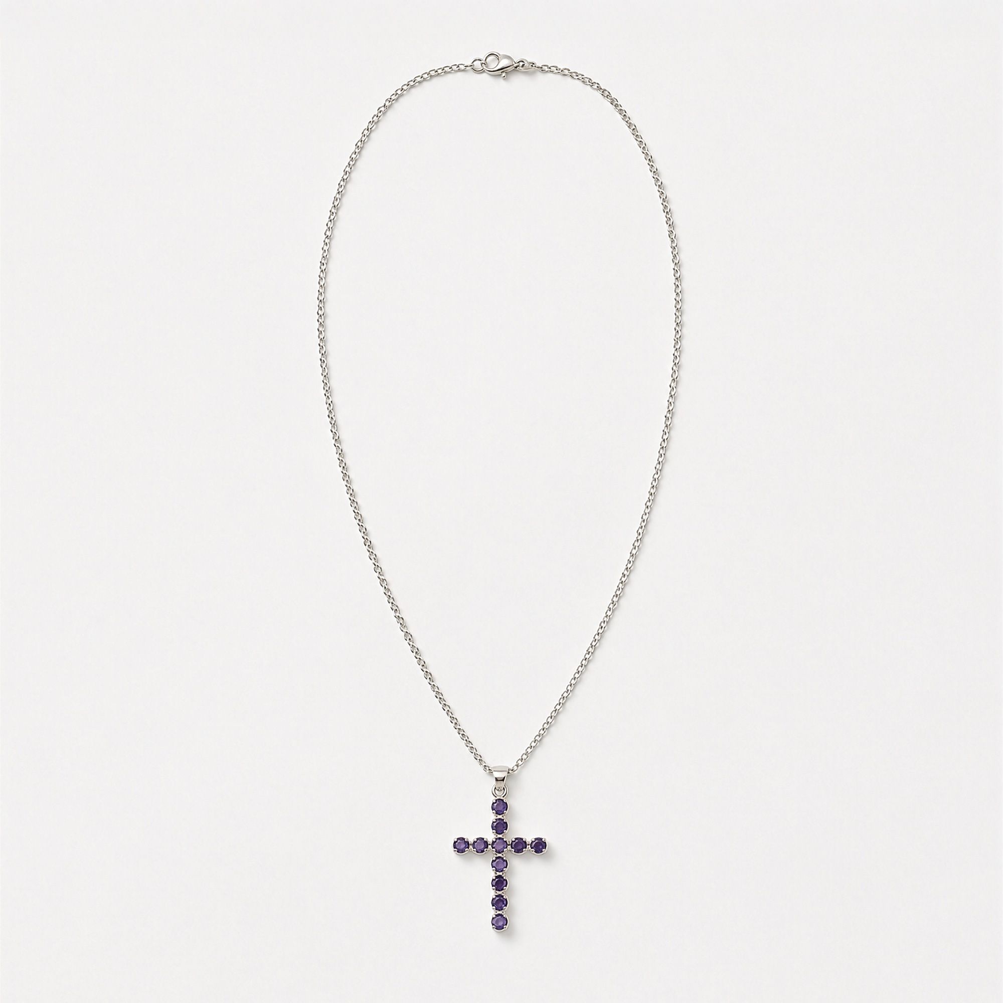 Pendentif Crucifix en Iolite Plaqué Argent – Collier avec Chaîne 45 cm – Image 4