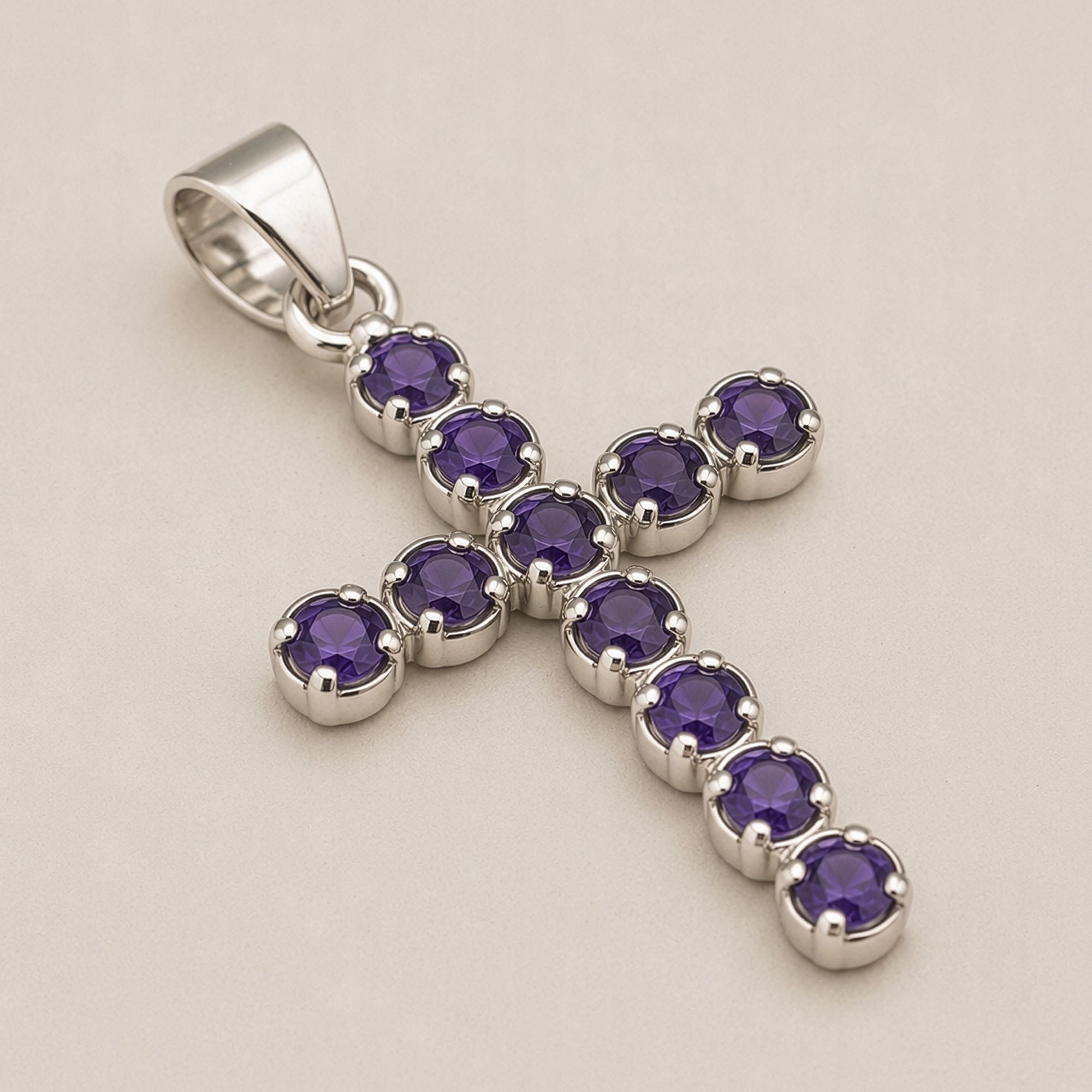 Pendentif Crucifix en Iolite Plaqué Argent – Collier avec Chaîne 45 cm – Image 6