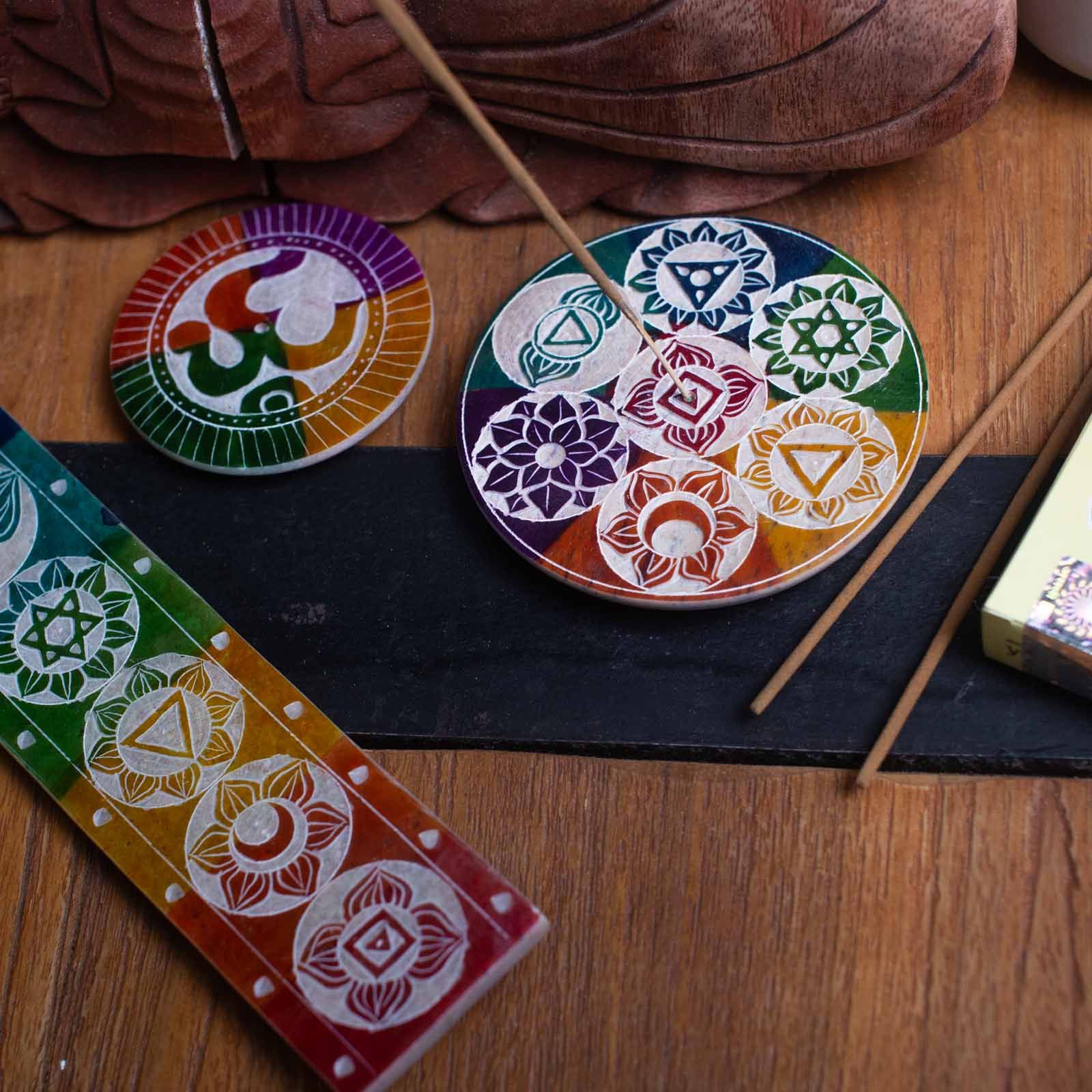 Porte-Encens en Stéatite 8 cm – Symbole Om Gravé – Image 3