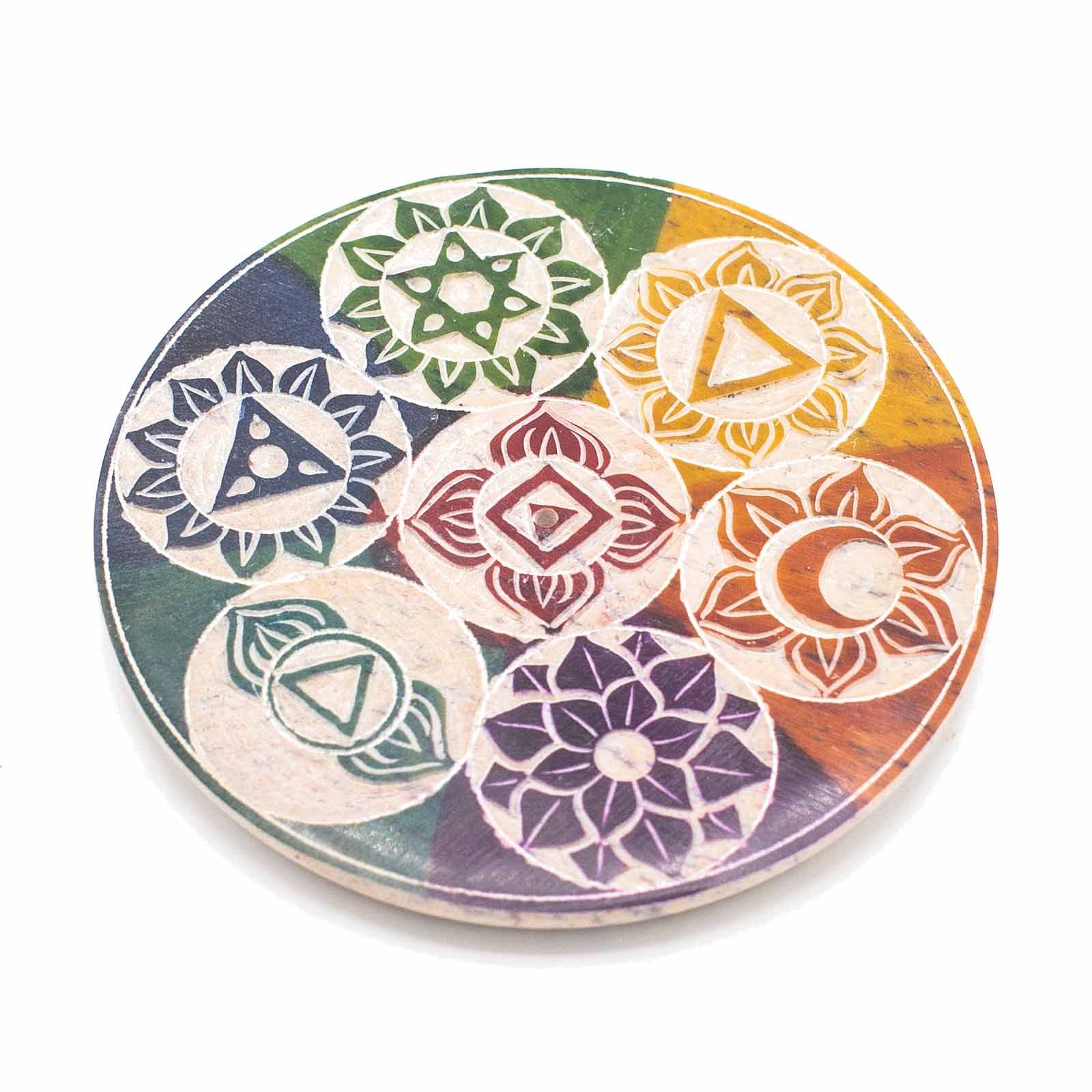 Porte-Encens en Stéatite 10 cm – Sept Chakras Gravés – Image 3
