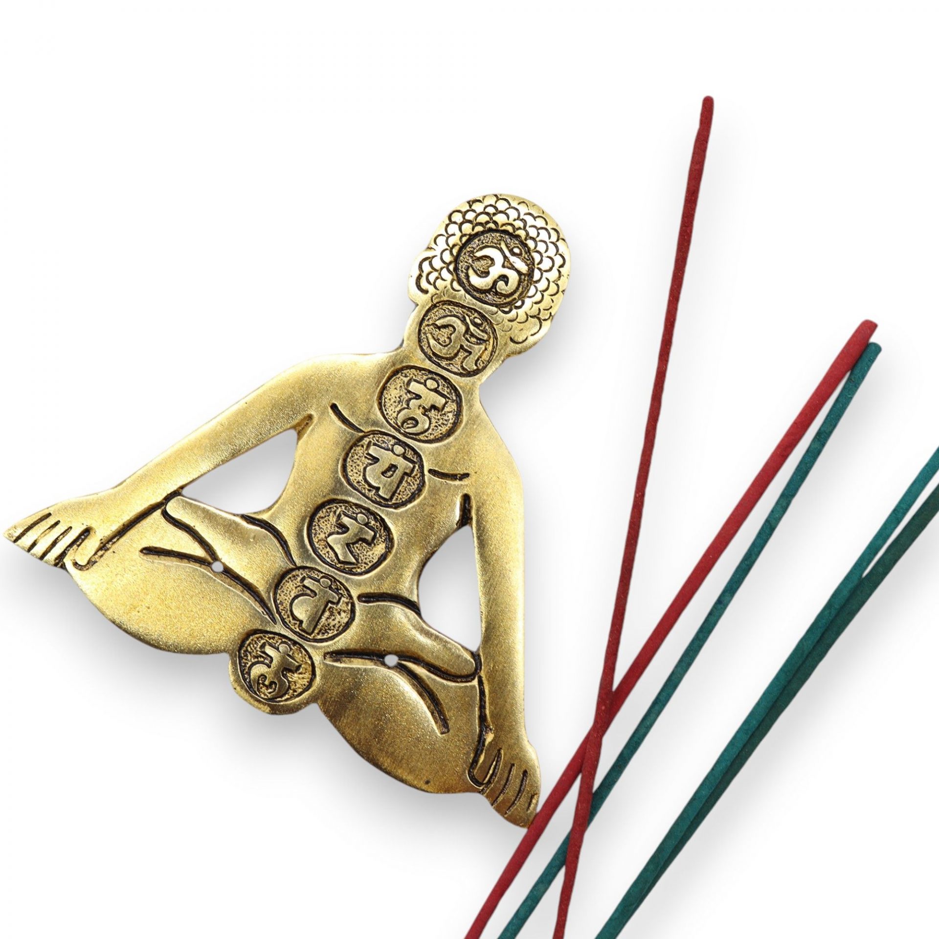 Porte-Encens Yoga Chakras en Aluminium Doré 12 cm – Image 6