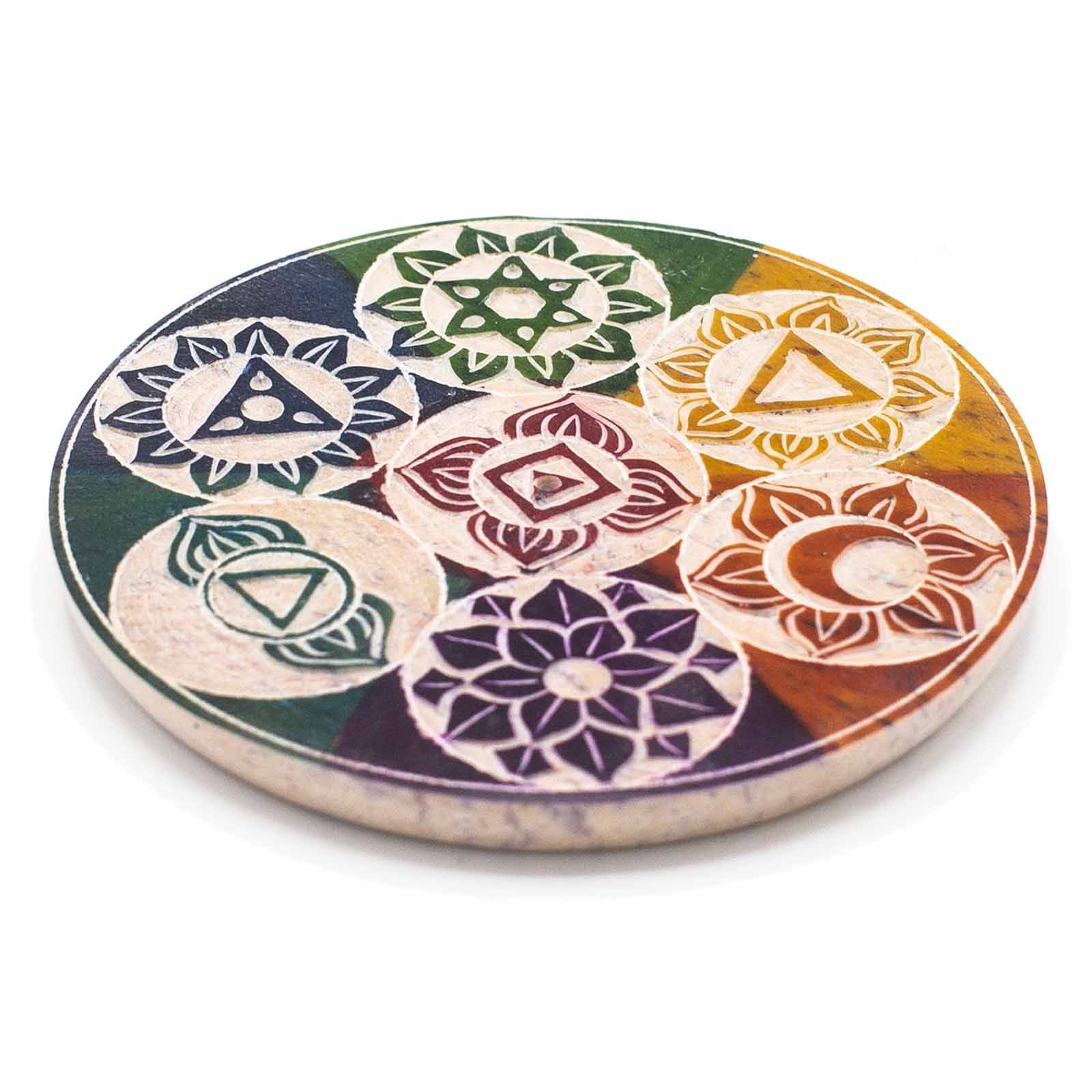 Porte-Encens en Stéatite 10 cm – Sept Chakras Gravés – Image 2