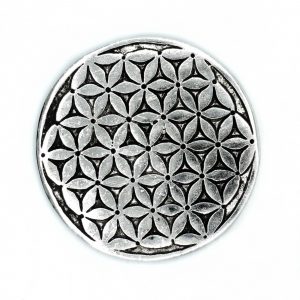 Porte-encens en aluminium 11 cm au motif Fleur de Vie ajouré, vue de face