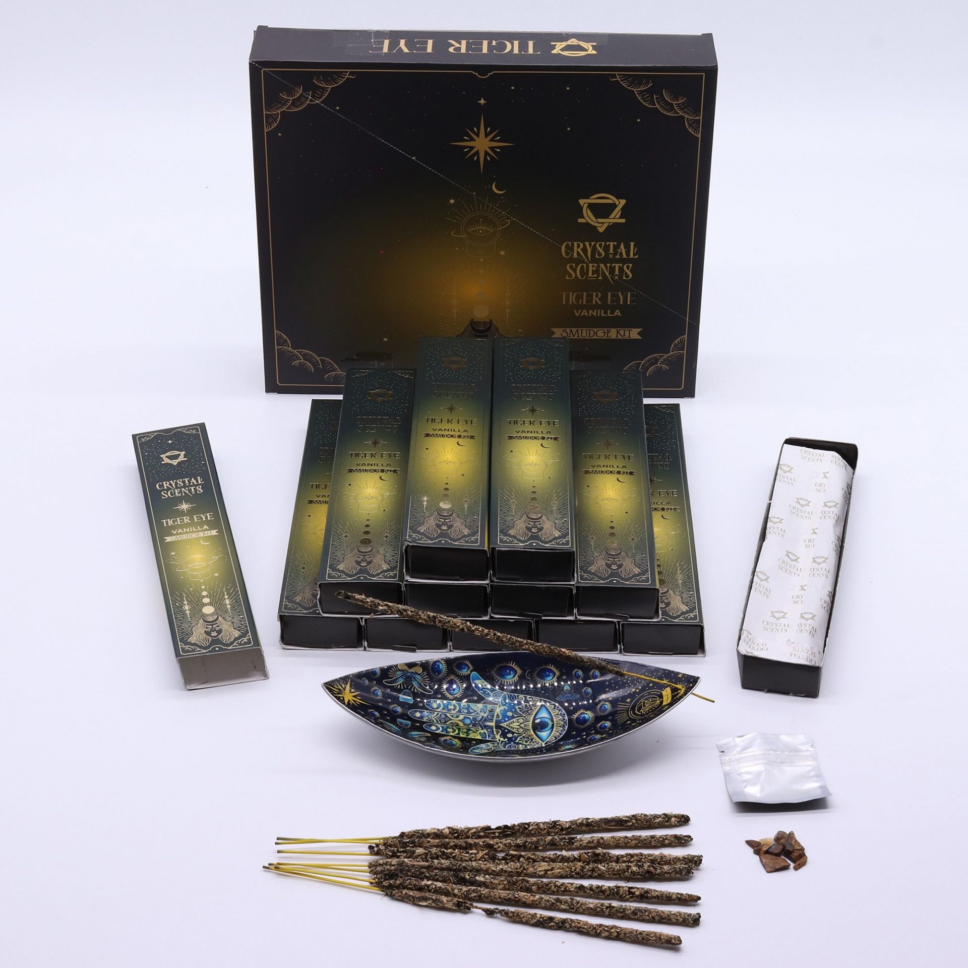 Encens Vanille aux Cristaux d’Œil de Tigre – 10 Bâtonnets Crystal Scents pour Ambiance & Rituel – Image 4