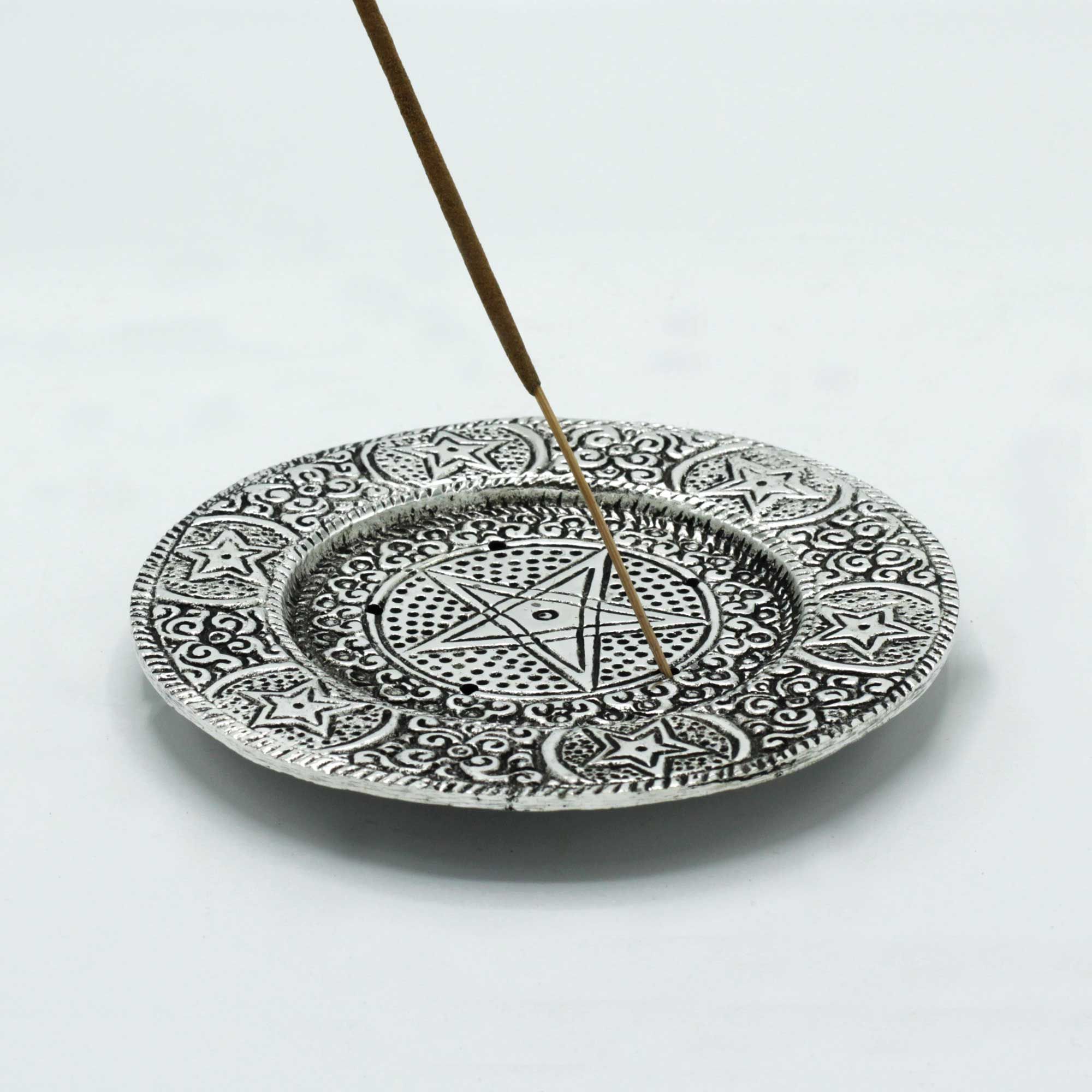 Porte-Encens en Aluminium 11,5 cm – Motif Pentagone Ajouré – Image 2