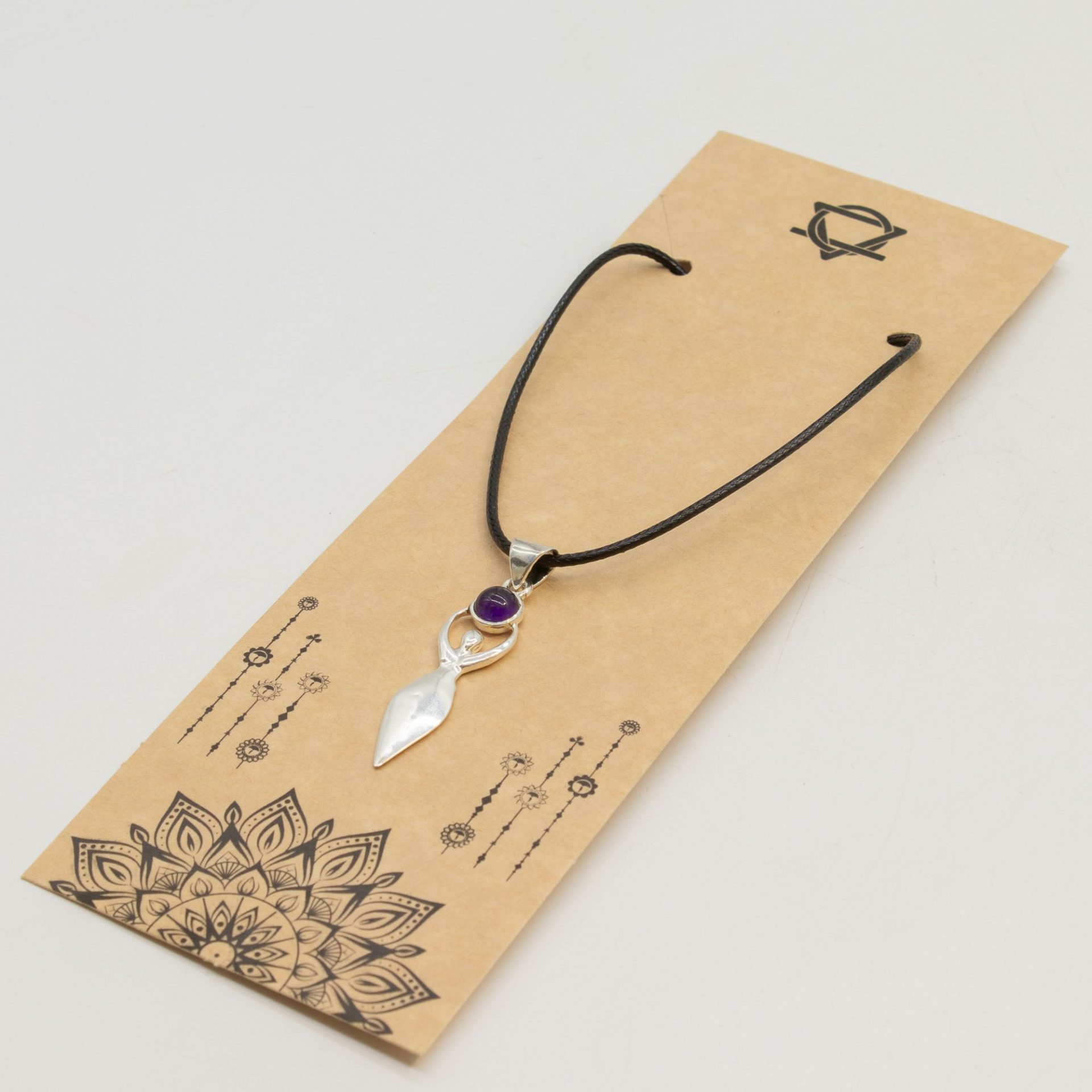 Pendentif Déesse en Améthyste Plaqué Argent – Collier Spirituel Cordon 45 cm – Image 3