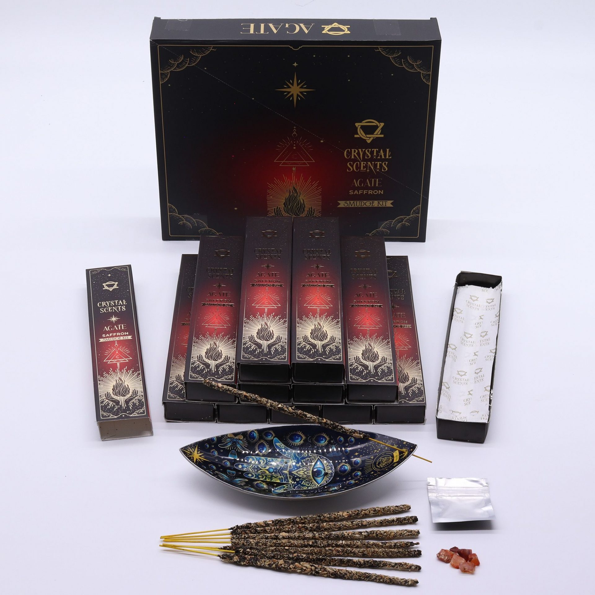 Encens Safran aux Cristaux d’Agate Rouge – 10 Bâtonnets Crystal Scents pour Rituel & Ambiance Chaleureuse – Image 4