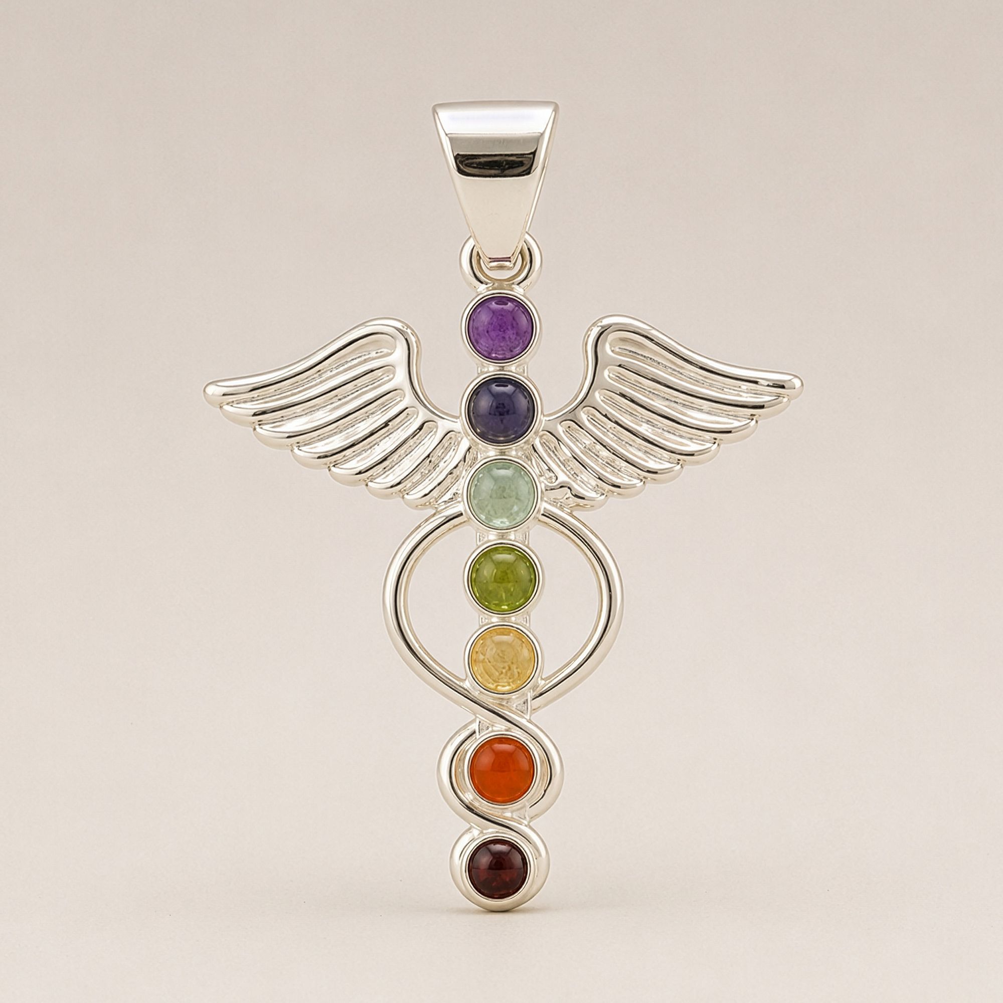 Pendentif ailes d'ange en pierres naturelles