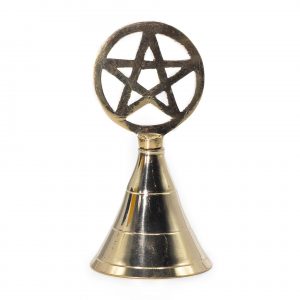 Cloche d’autel en laiton doré avec pentagramme ajouré, objet rituel ésotérique pour autel spirituel et méditation