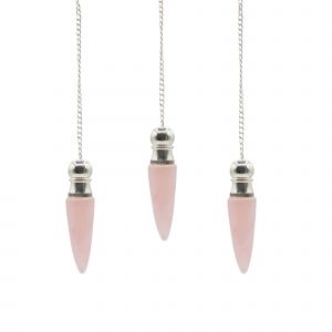 Le Pendule à Cavité Secrète – Quartz Rose Plaqué Argent