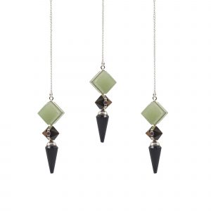 Bâtisseur de Royaumes – Pendule Trois Pierres : Agate Noire, Aventurine & Œil de Tigre