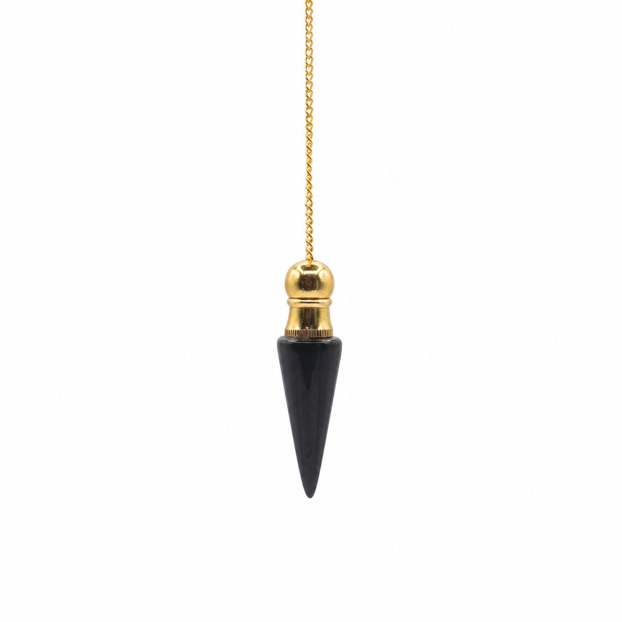 Le Pendule à Cavité Secrète – Agate Noire Plaqué Or – Image 2