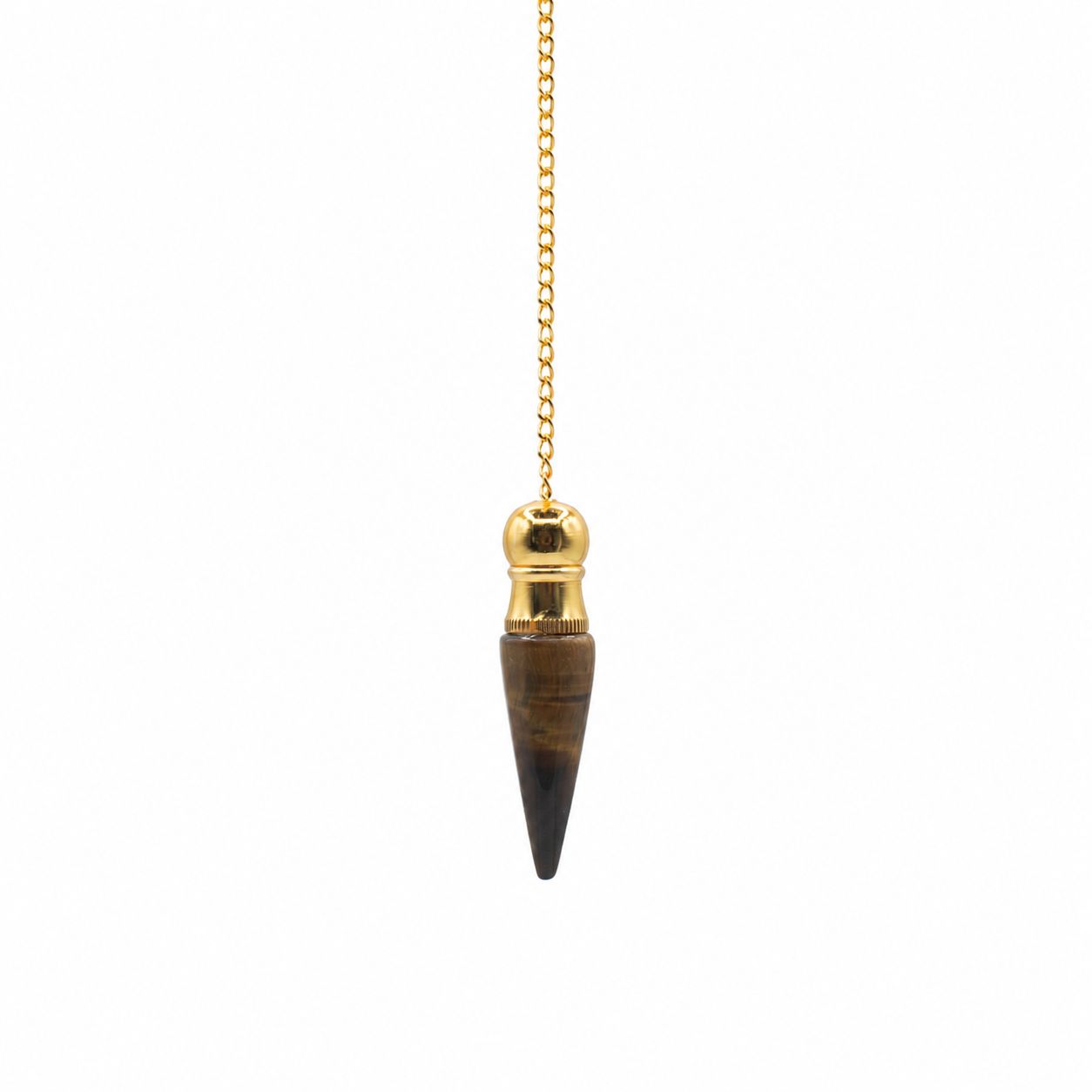 Le Pendule à Cavité Secrète – Œil de Tigre Plaqué Or – Image 2