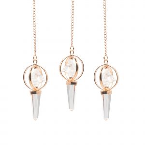 Portail Stellaire – Pendule Étoile Merkaba en Cuivre et Quartz Clair