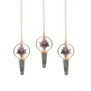 Navigateur Cosmique – Pendule Merkaba en Cuivre, Améthyste et Labradorite