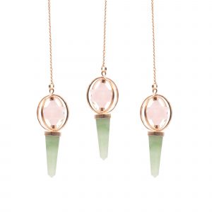 Boussole du Cœur – Pendule Merkaba en Cuivre, Quartz Rose et Aventurine Verte