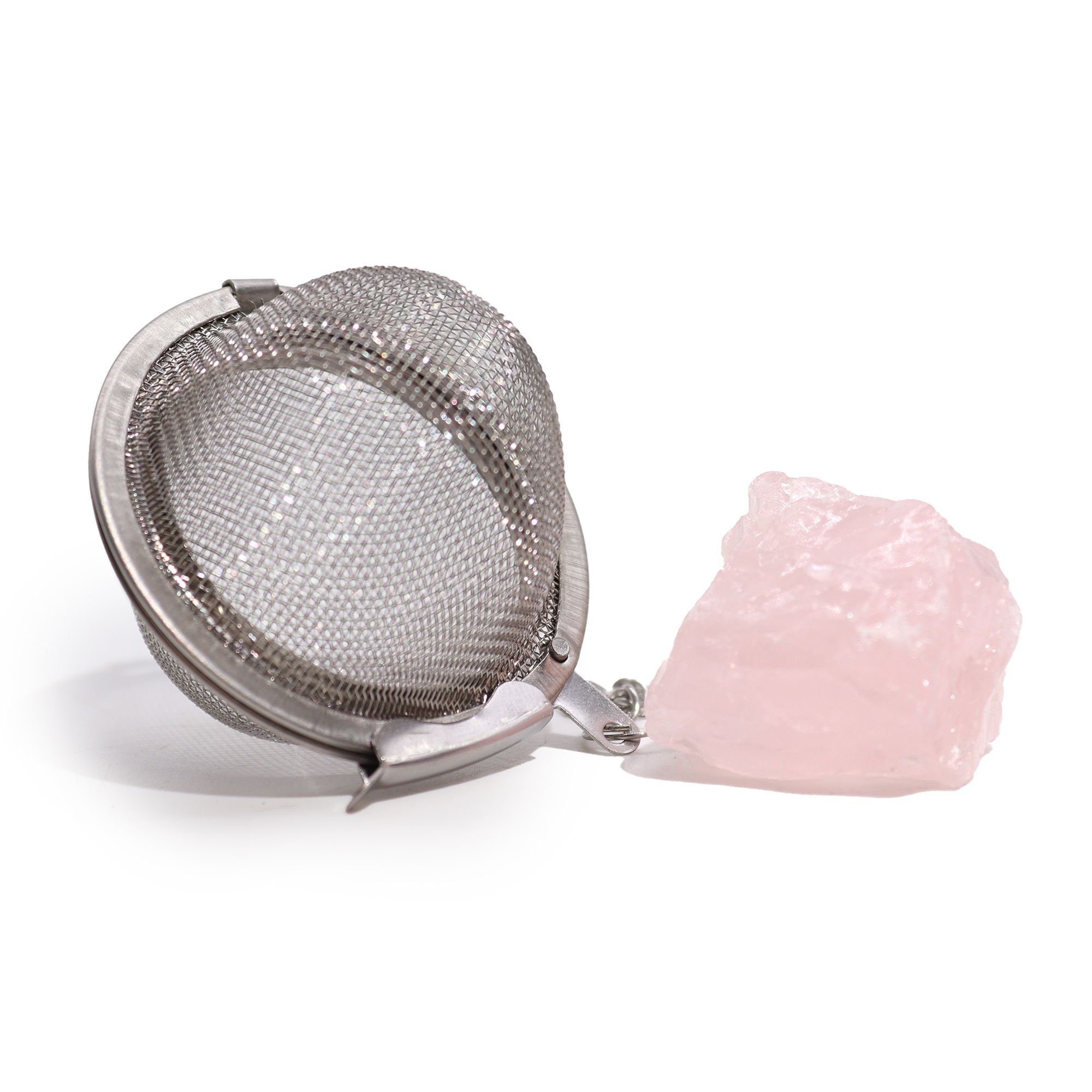Passoire à Thé en Pierre Précieuse Brute — Quartz Rose – Image 3