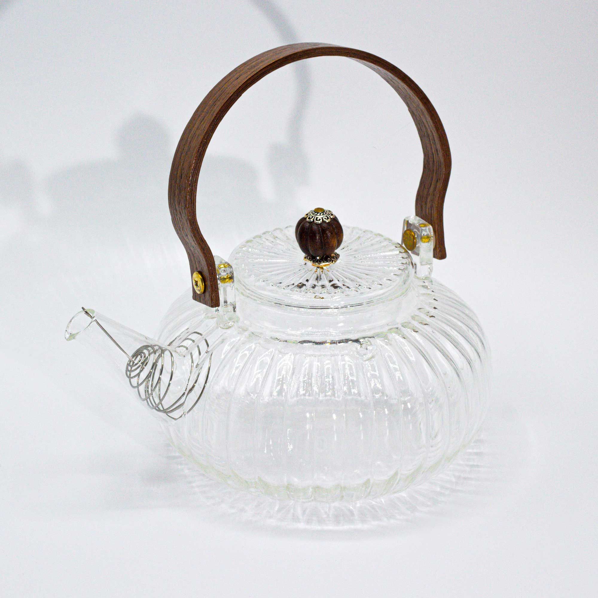 Théière en Verre Côtelé avec Infuseur – 850 ml – Image 4