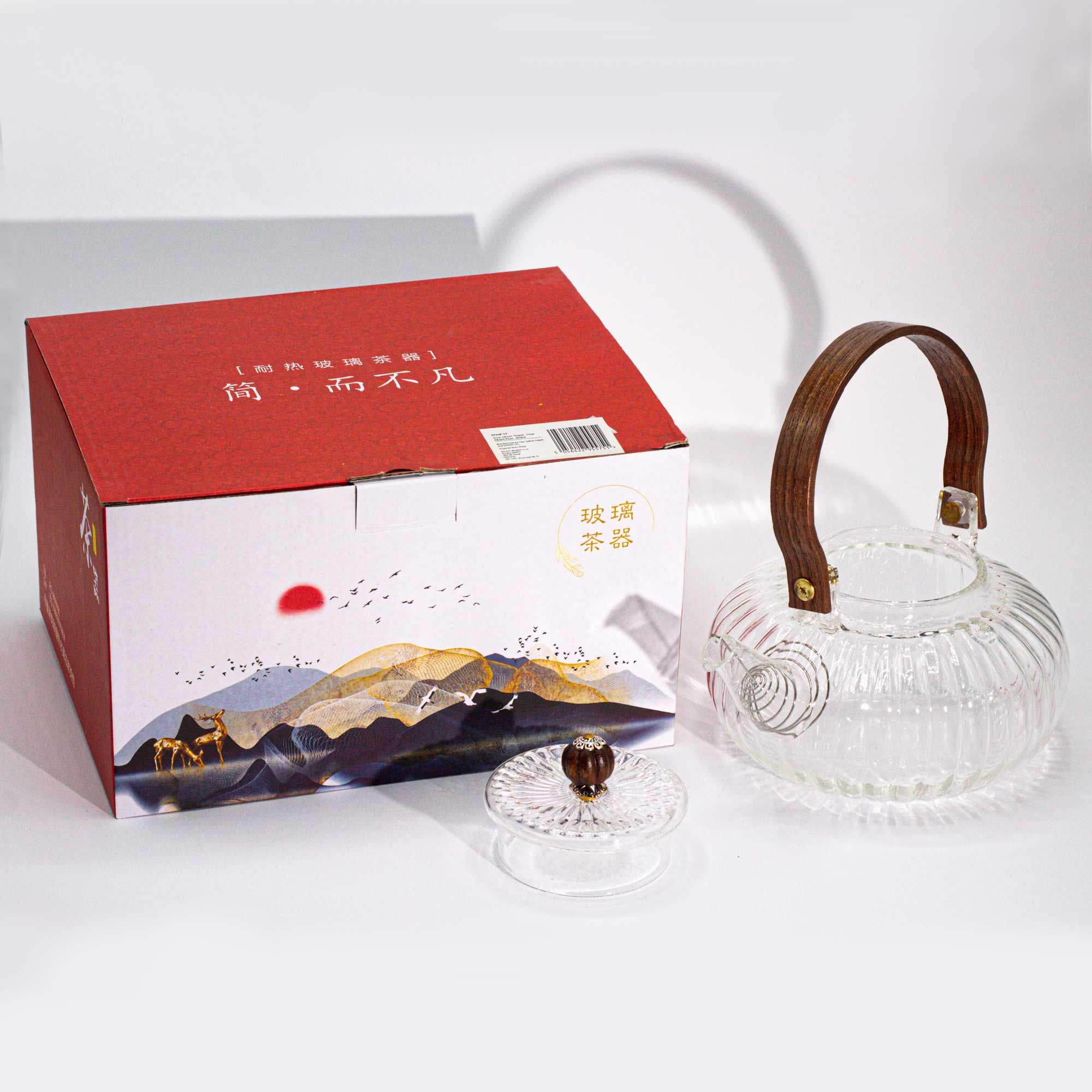 Théière en Verre Côtelé avec Infuseur – 850 ml – Image 3