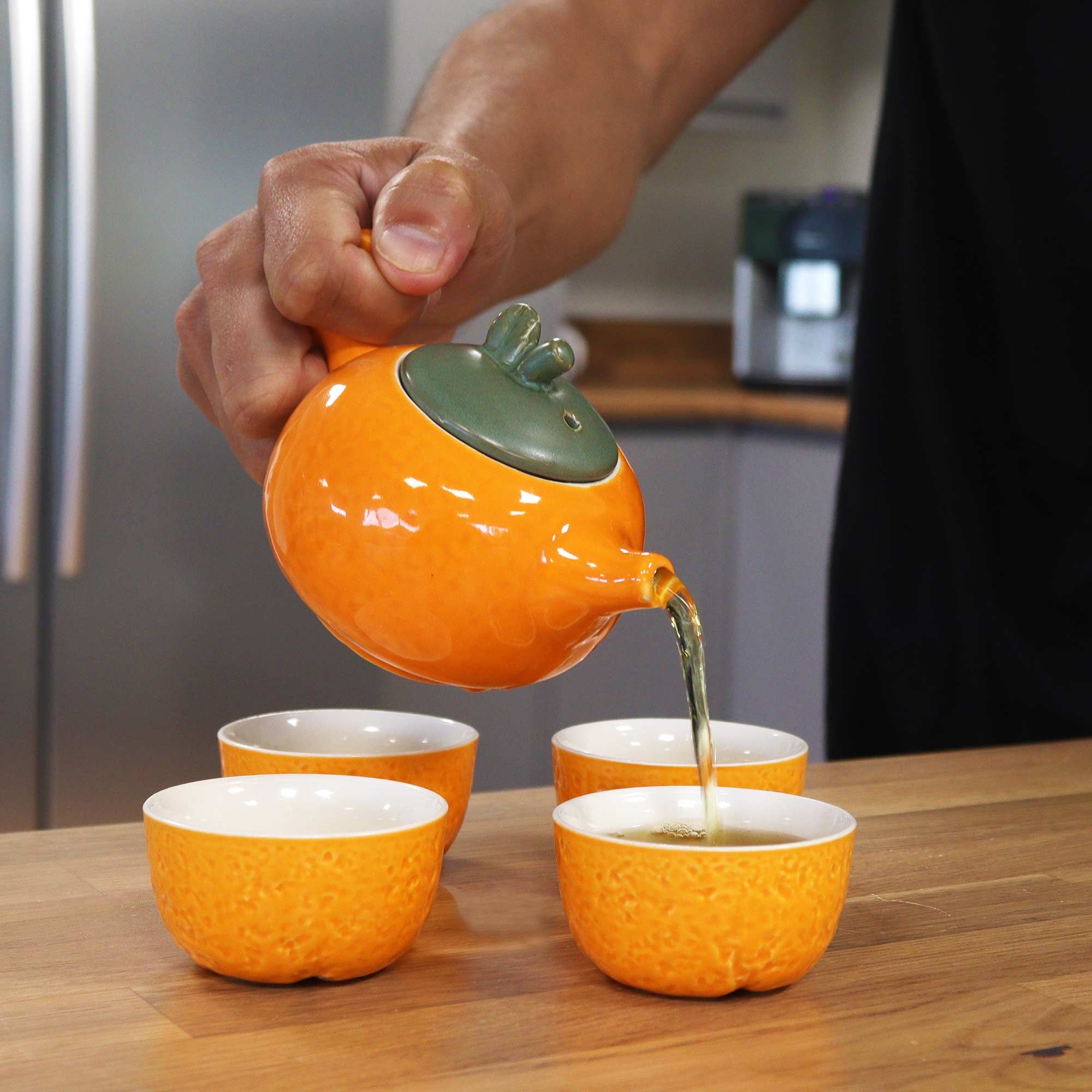 Service à Thé en Forme d'Orange — Théière et 4 Tasses – Image 4
