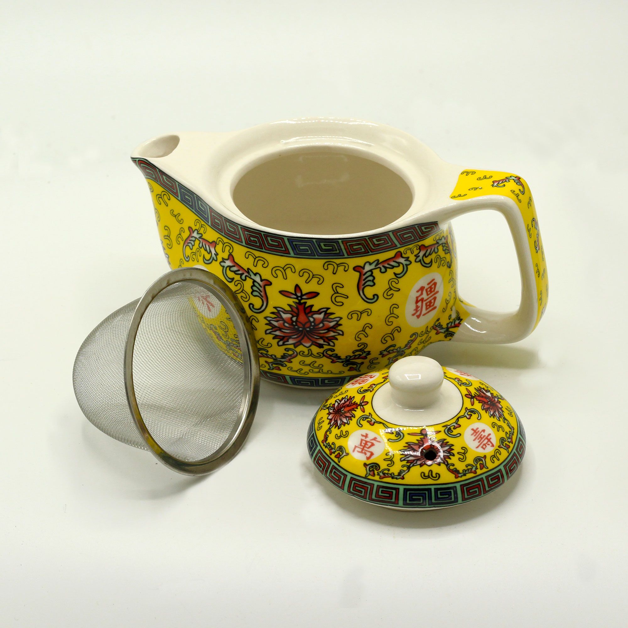 Théière en Céramique Jaune à Motifs Traditionnels – Image 2