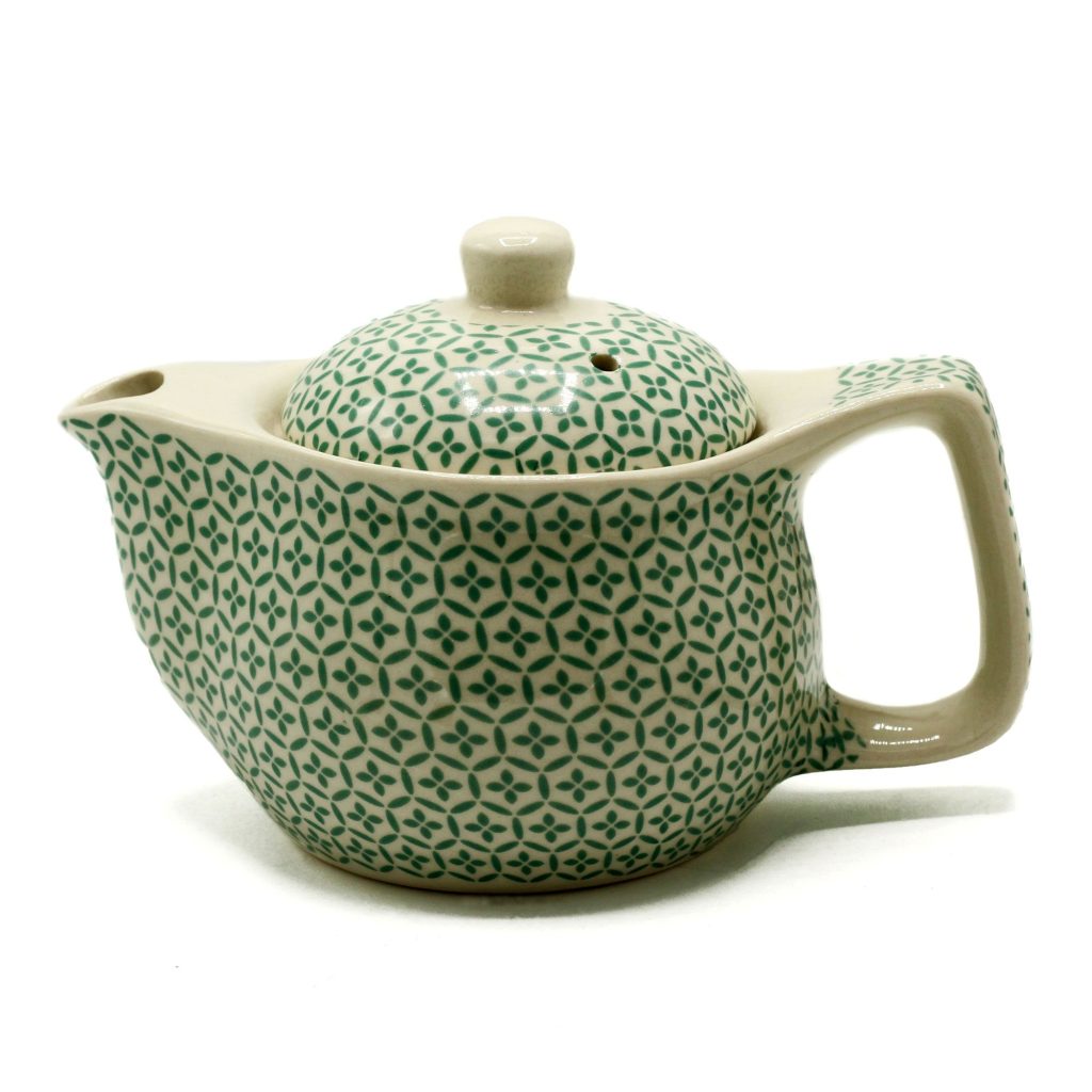 Petite théière en céramique motif mosaïque vert avec filtre métallique amovible - Lumen Arca