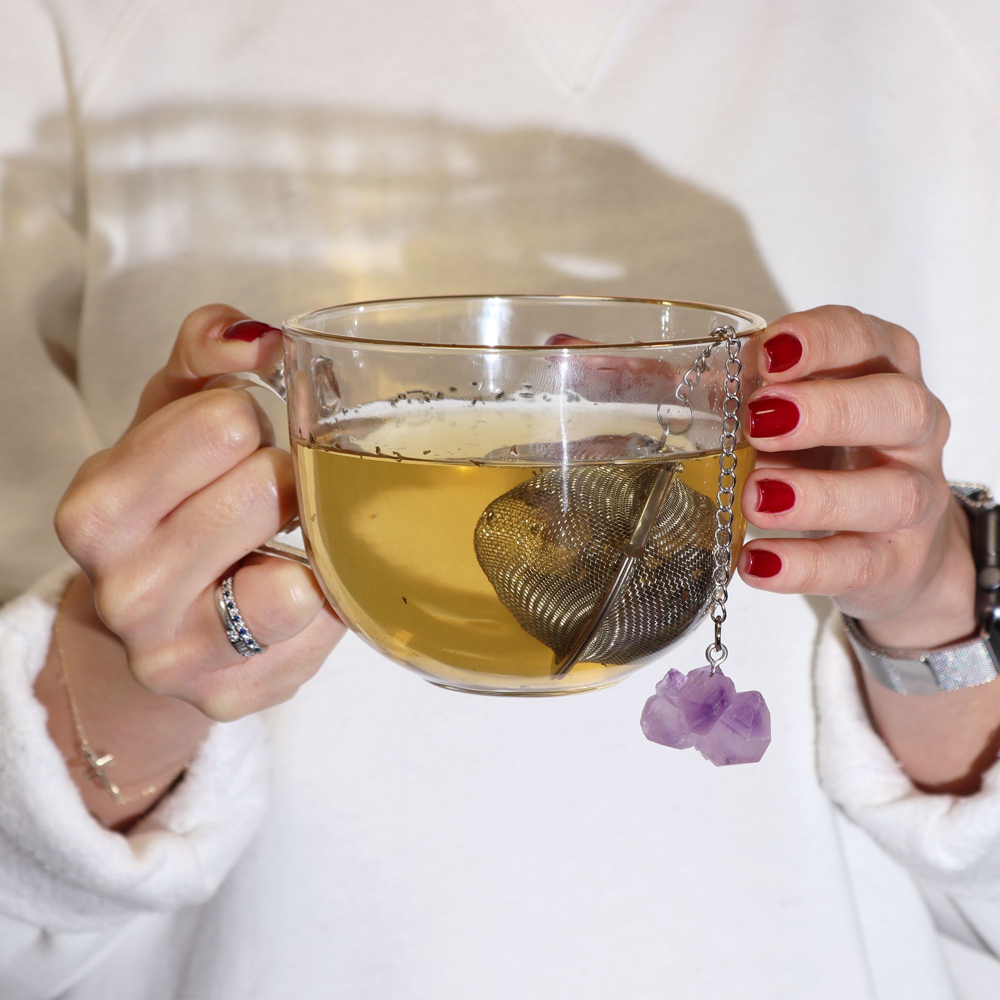 Passoire à Thé en Pierre Précieuse Brute — Quartz Rose – Image 7