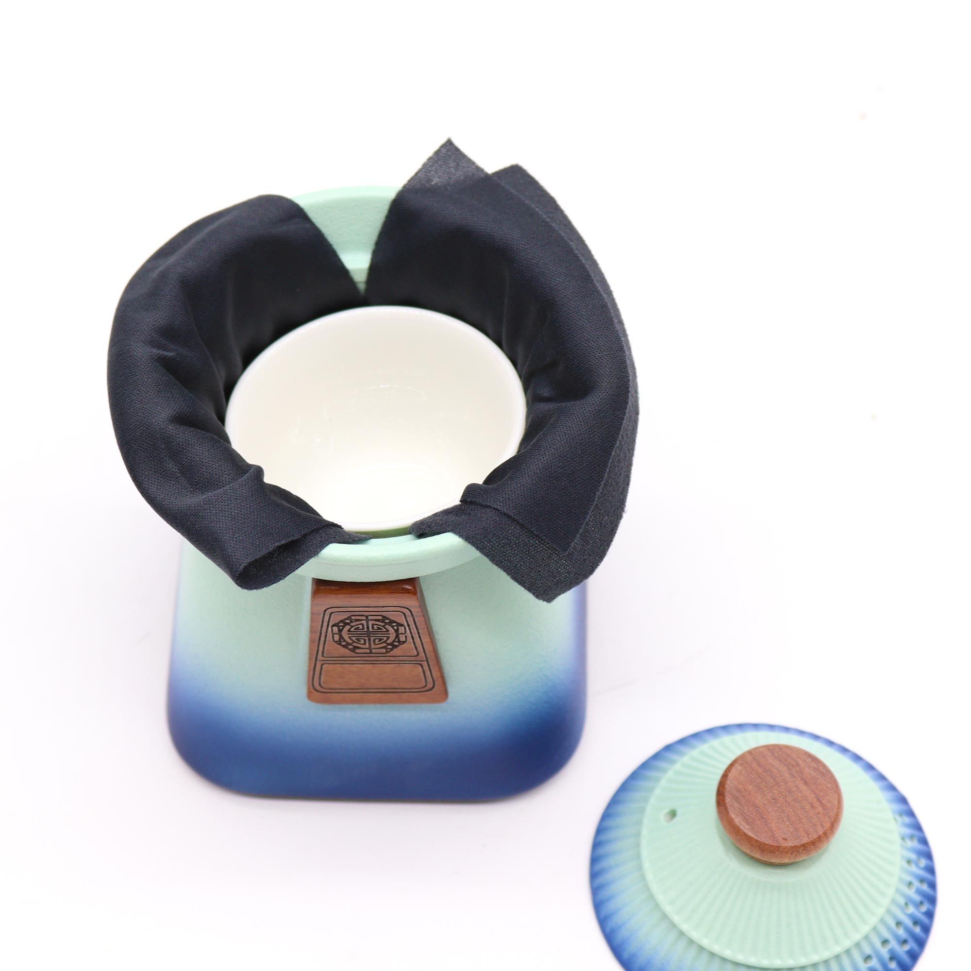 Service à Thé Pagode en Céramique, Ciel Bleu – Théière et 3 Tasses – Image 4