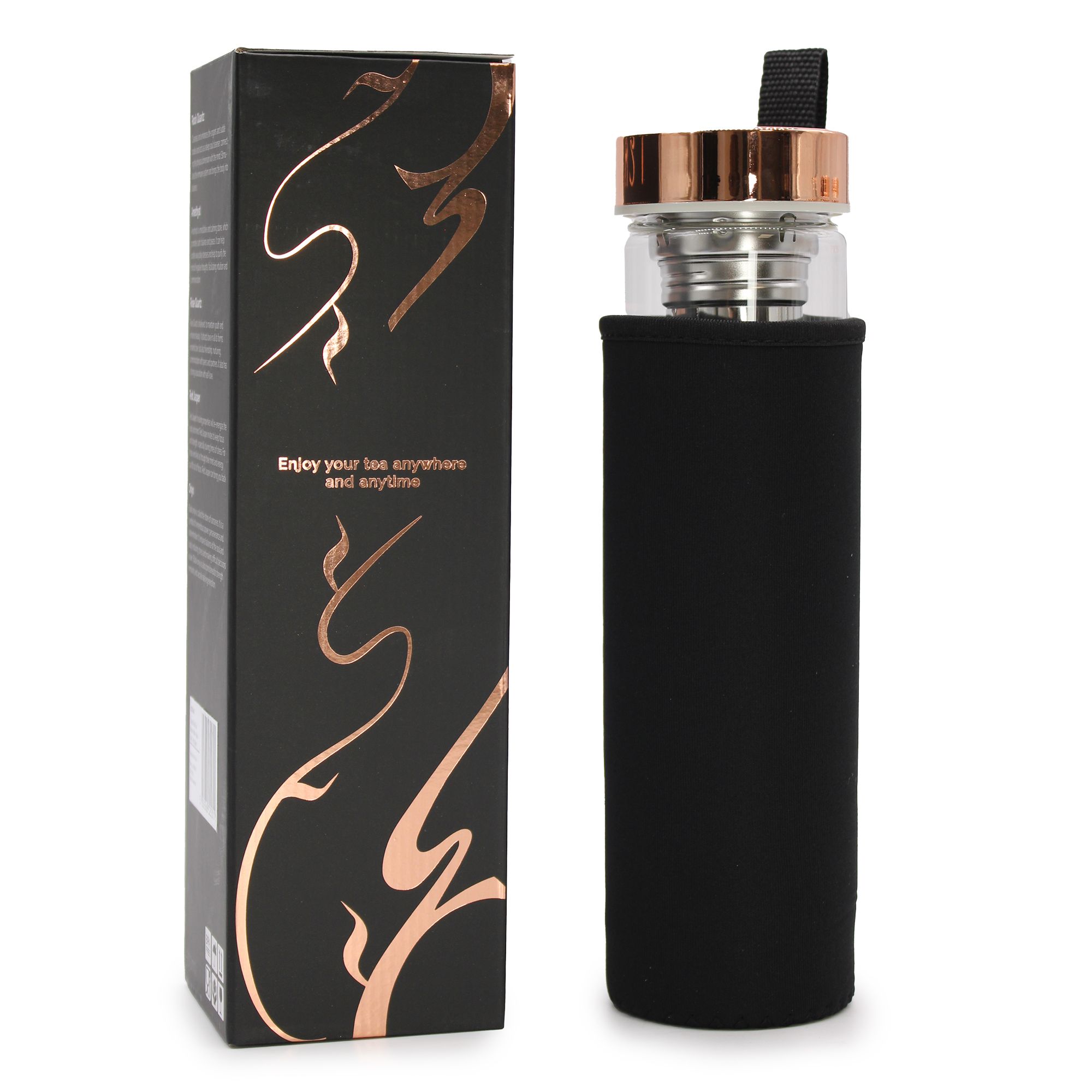 Bouteille Infuseur à Thé en Cristal et Améthyste — Or Rose, 500 ml – Image 6