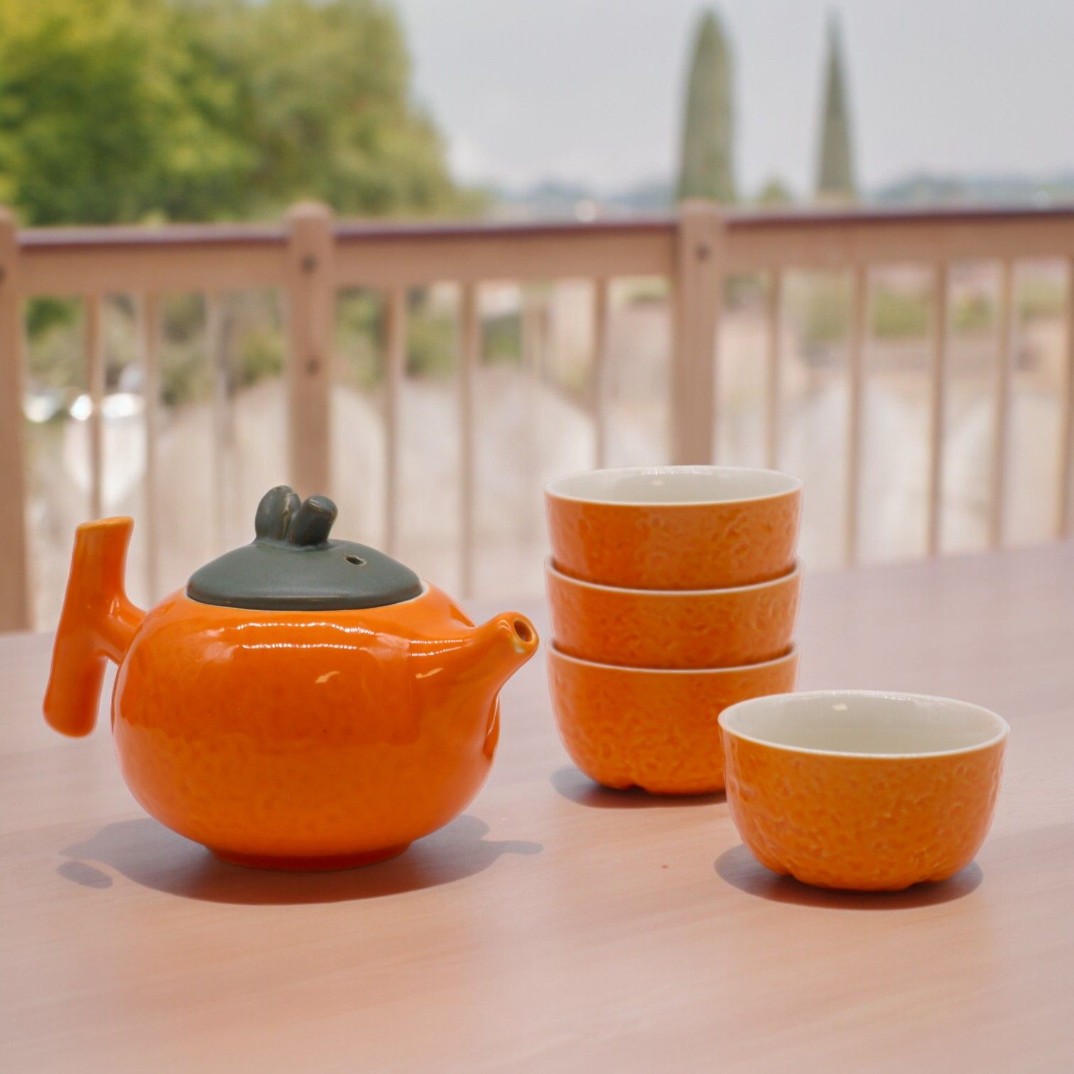 Service à Thé en Forme d'Orange — Théière et 4 Tasses – Image 5