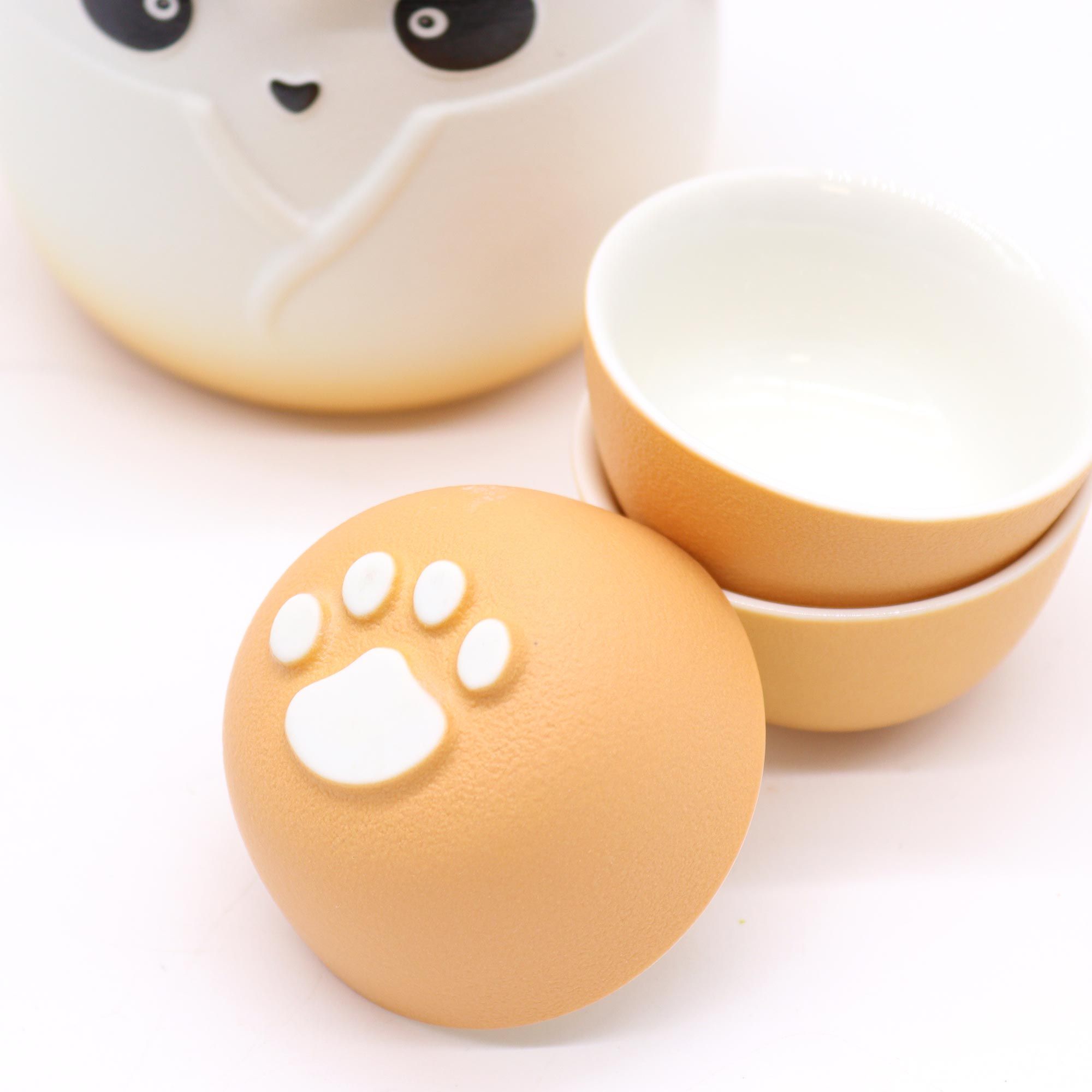 Service à Thé Panda Orange en Céramique – Théière et 3 Tasses – Image 6