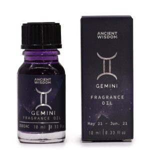 Huile parfumée Zodiaque Gémeaux 10 ml, flacon violet pailleté - Lumen Arca