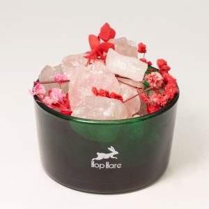 Coffret diffuseur Les Amoureux avec cristaux de quartz rose, fleurs séchées et bocal en verre